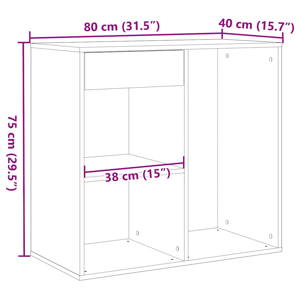 Armoire à cosmétiques vieux bois 80x40x75 cm bois d'ingénierie - XIOS