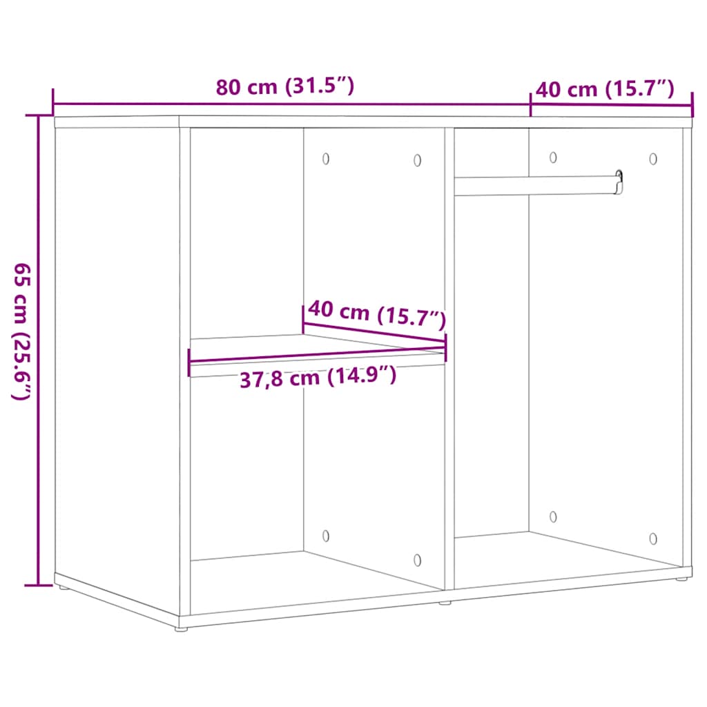 Armoire de dressing vieux bois 80x40x65 cm bois d'ingénierie - XIOS