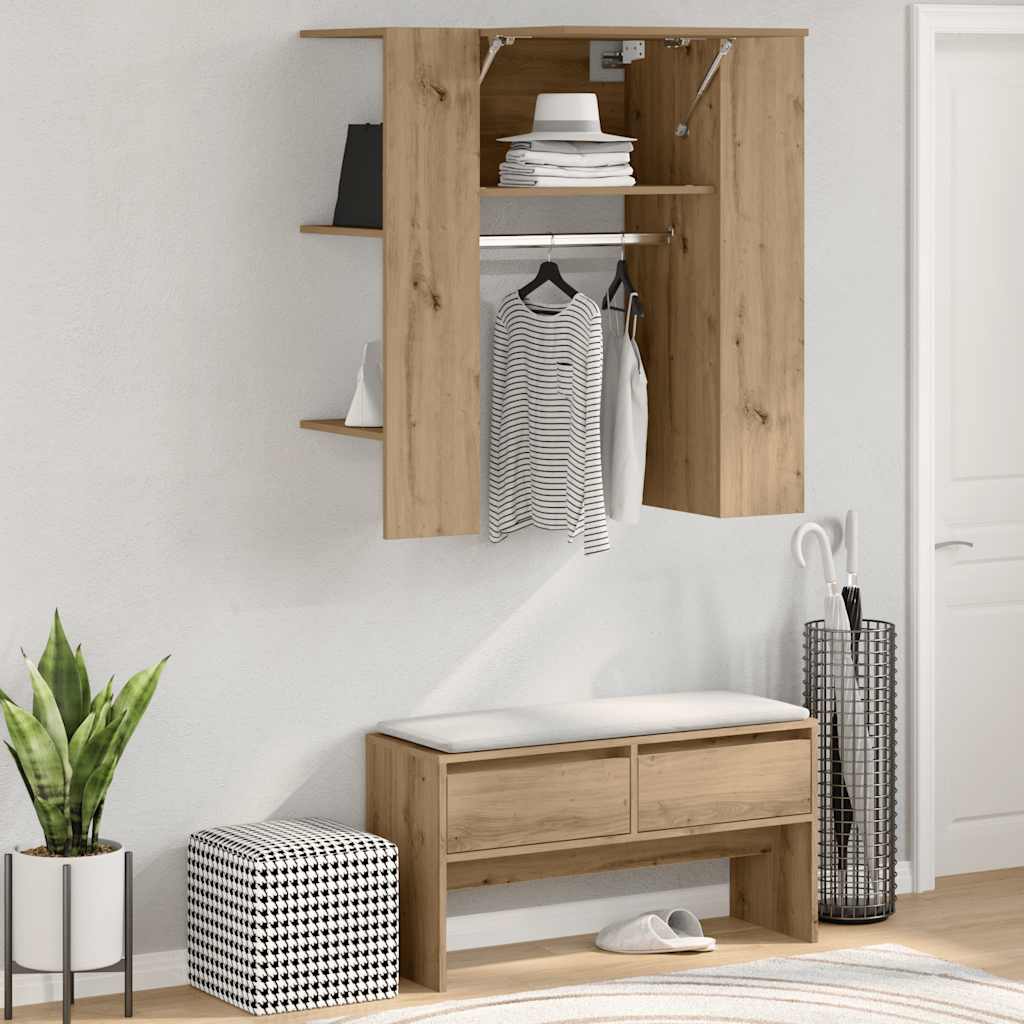 Armoire de couloir chêne artisanal 97,5x37x99cm bois ingénierie - XIOS
