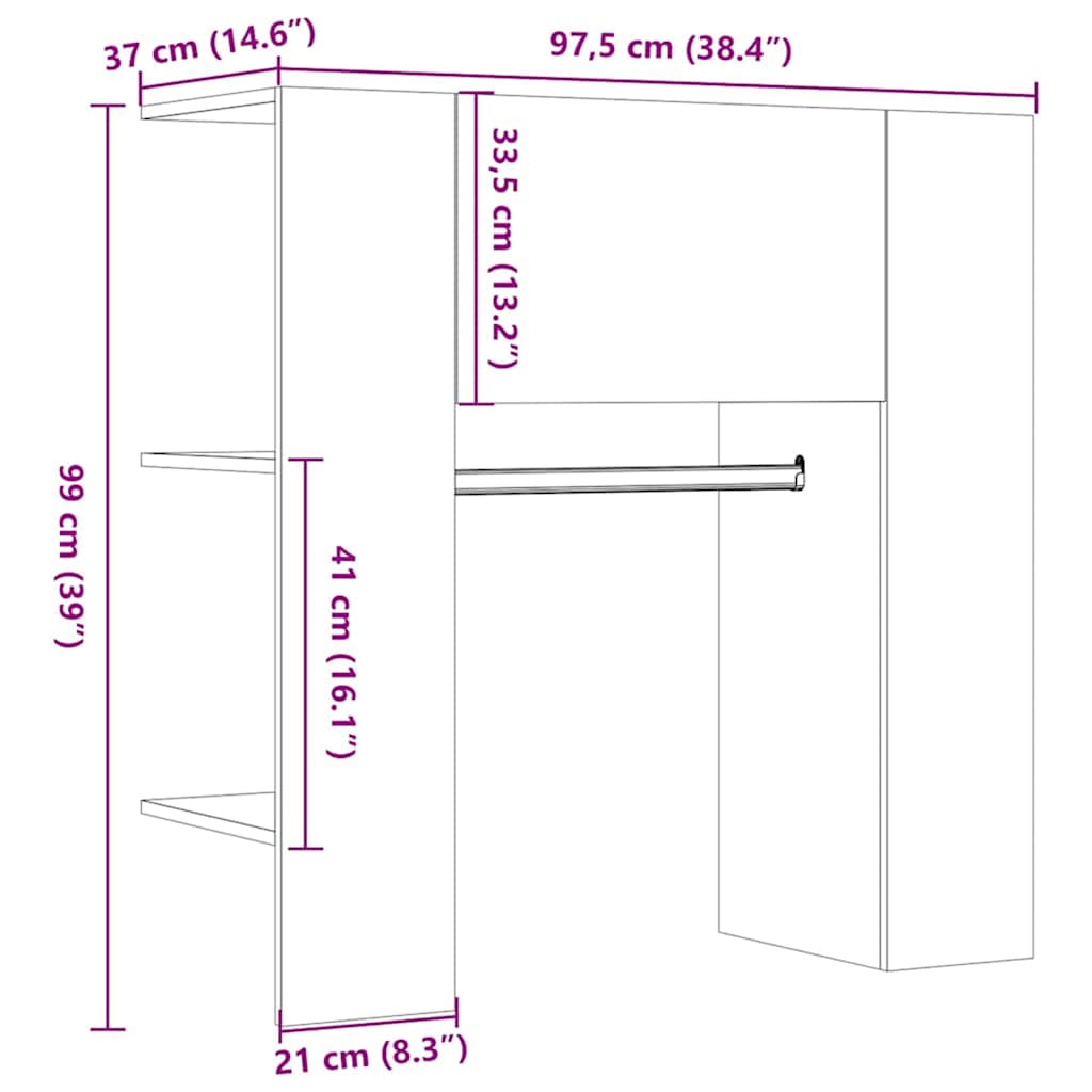 Armoire de couloir chêne artisanal 97,5x37x99cm bois ingénierie - XIOS