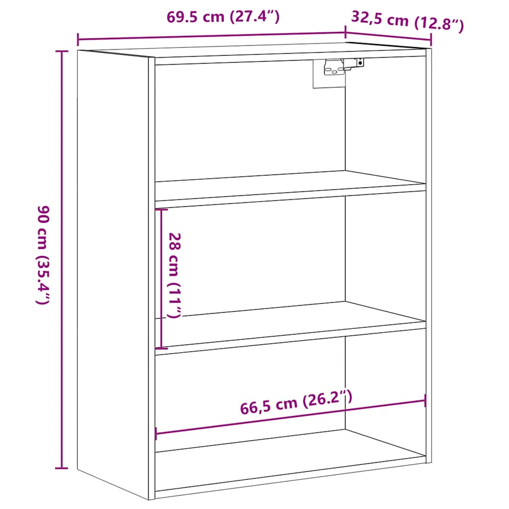 Armoire murale suspendue vieux bois 69,5x32,5x90 cm - XIOS