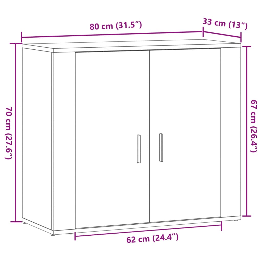 Buffet vieux bois 80x33x70 cm bois d'ingénierie