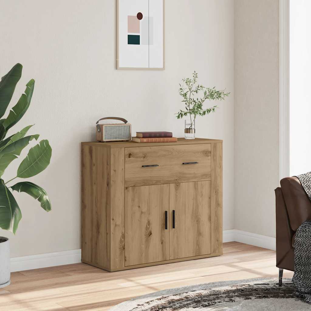 Buffet chêne artisanal 80x33x70 cm bois d'ingénierie - XIOS