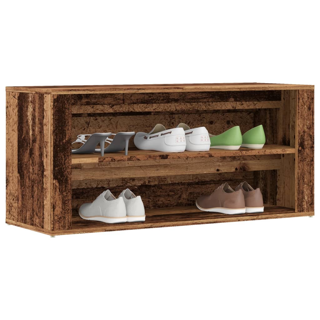 Banc à chaussures vieux bois 100x35x45 cm bois d'ingénierie - XIOS