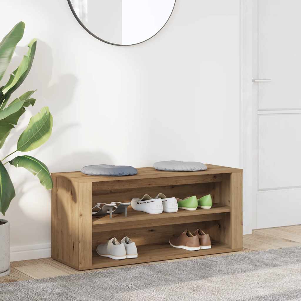 Banc à chaussures chêne artisanal 100x35x45cm bois d'ingénierie - XIOS