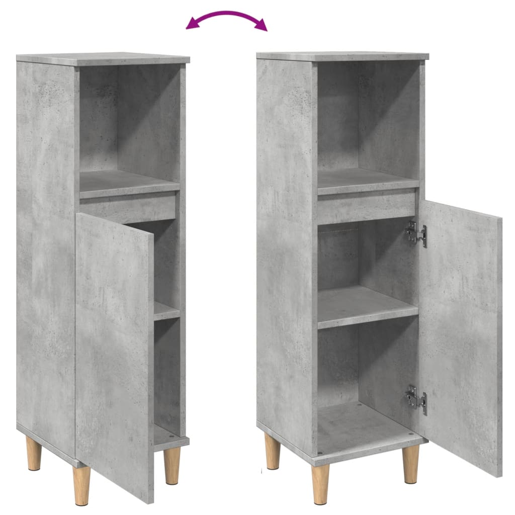 Armoire de salle de bain gris béton 30x30x100 cm Ensembles de mobilier pour salles de bains vidaXL