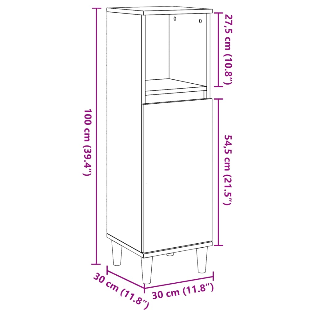 Armoire de salle de bain gris béton 30x30x100 cm Ensembles de mobilier pour salles de bains vidaXL
