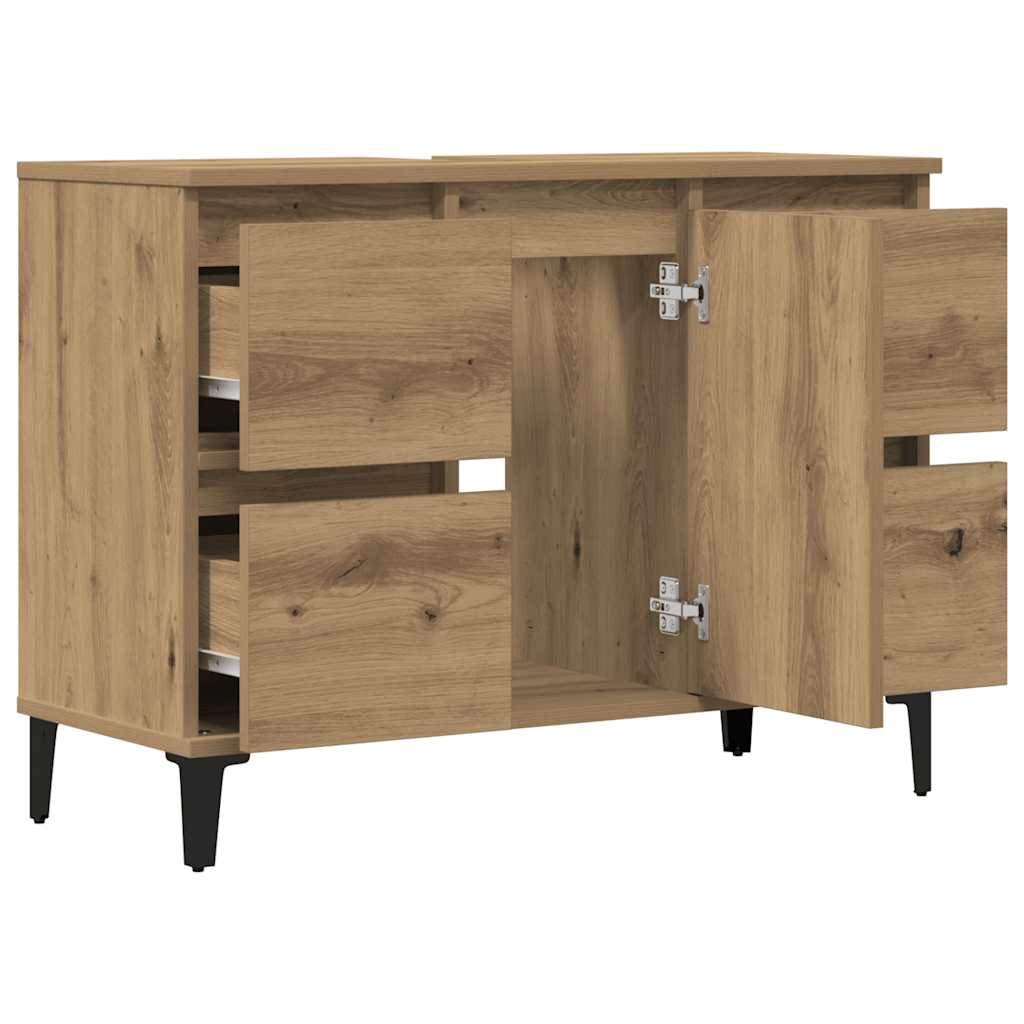 Armoire d'évier chêne artisanal 80x33x60 cm bois d'ingénierie - XIOS