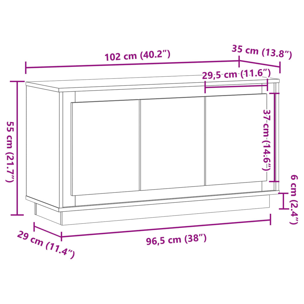 Buffet vieux bois 102x35x55 cm bois d'ingénierie - XIOS