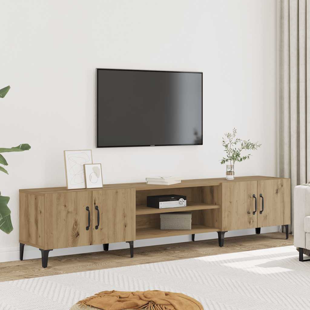 Meuble TV chêne artisanal 180x31,5x40 cm bois d'ingénierie - XIOS
