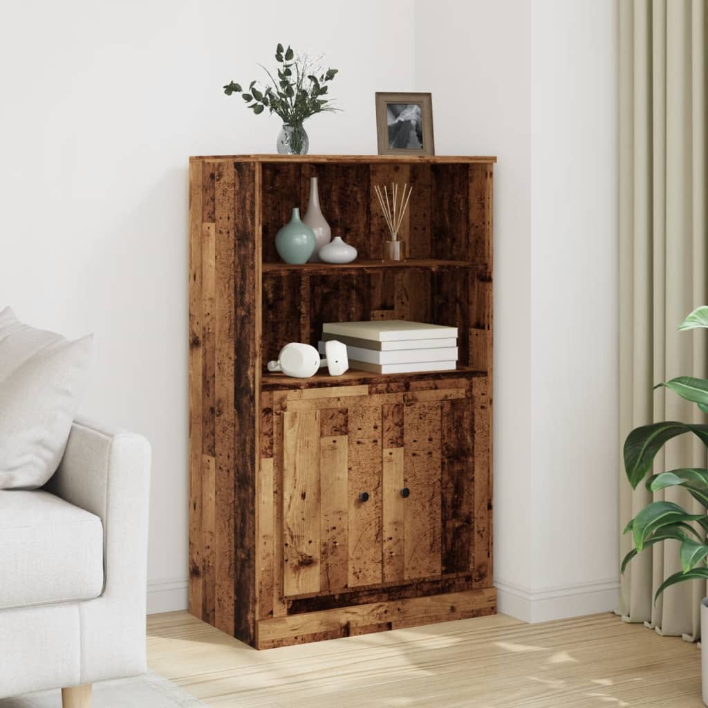 Buffet haut vieux bois 60x35,5x103,5 cm bois d'ingénierie - XIOS