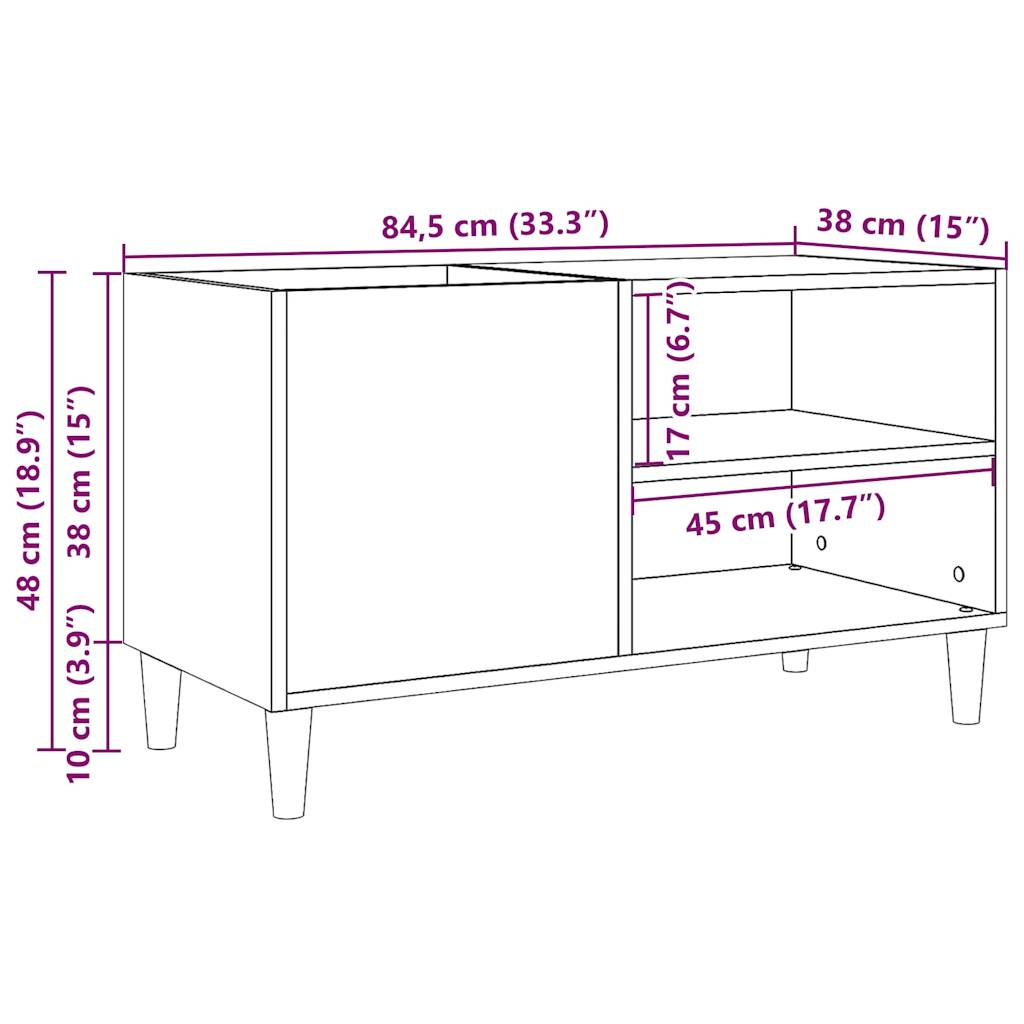 Armoire à disques vieux bois 84,5x38x48 cm bois d'ingénierie - XIOS