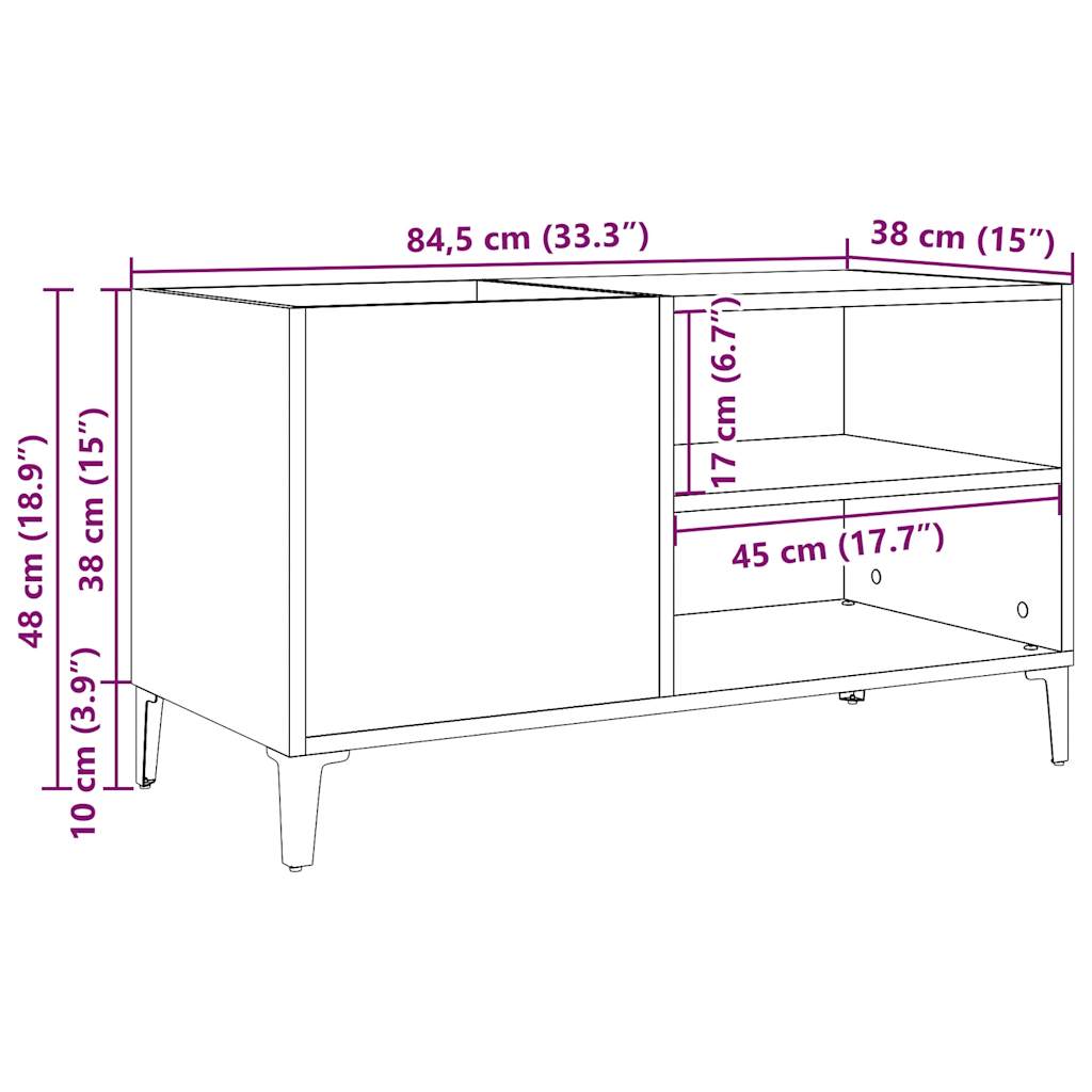 Armoire à disques vieux bois 84,5x38x48 cm bois d'ingénierie - XIOS
