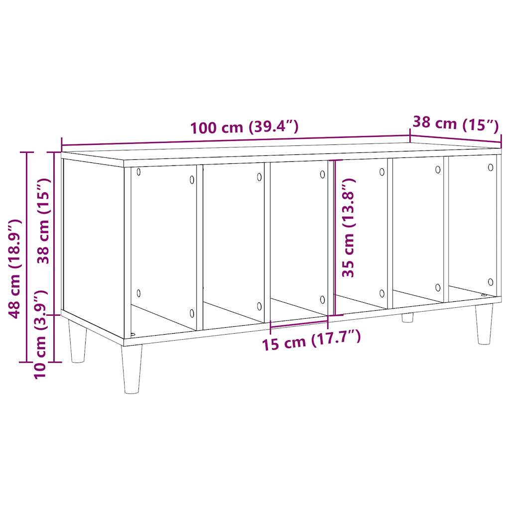 Armoire à disques vieux bois 100x38x48 cm bois d'ingénierie - XIOS