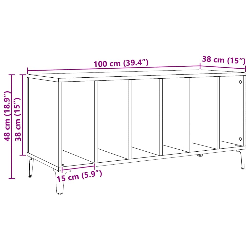 Armoire à disques chêne artisanal 100x38x48cm bois d'ingénierie - XIOS