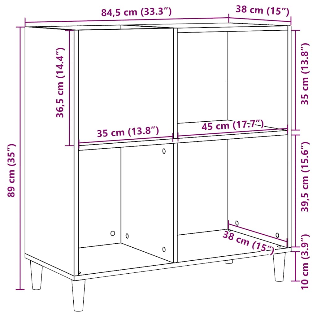 Armoire à disques vieux bois 84,5x38x89 cm bois d'ingénierie - XIOS