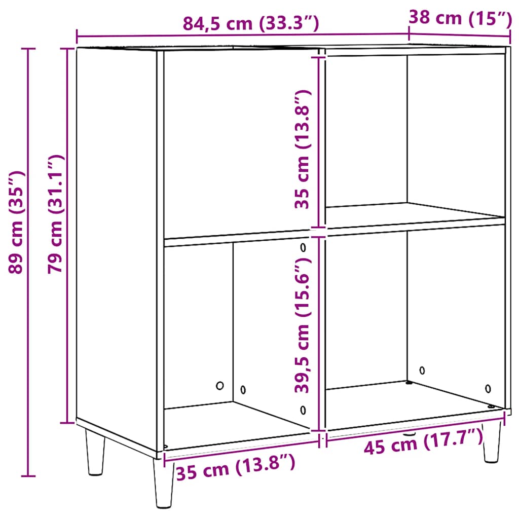 Armoire à disques chêne artisanal 84,5x38x89 cm bois ingénierie - XIOS