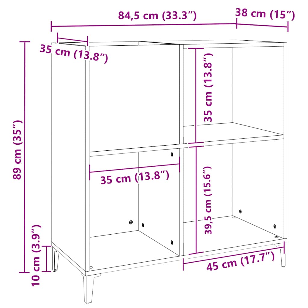 Armoire à disques vieux bois 84,5x38x89 cm bois d'ingénierie - XIOS