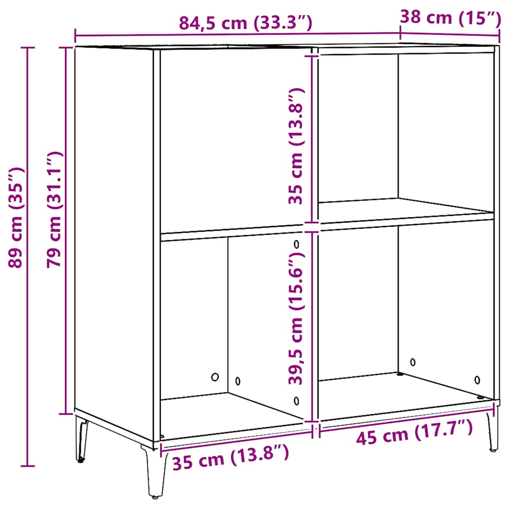 Armoire à disques chêne artisanal 84,5x38x89 cm bois ingénierie - XIOS