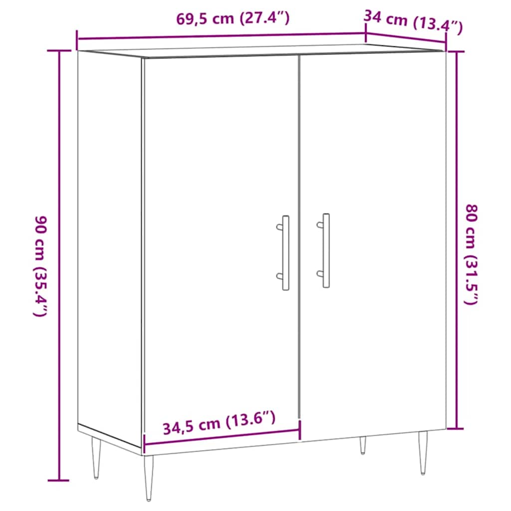 Buffet chêne artisanal 69,5x34x90 cm bois d'ingénierie - XIOS