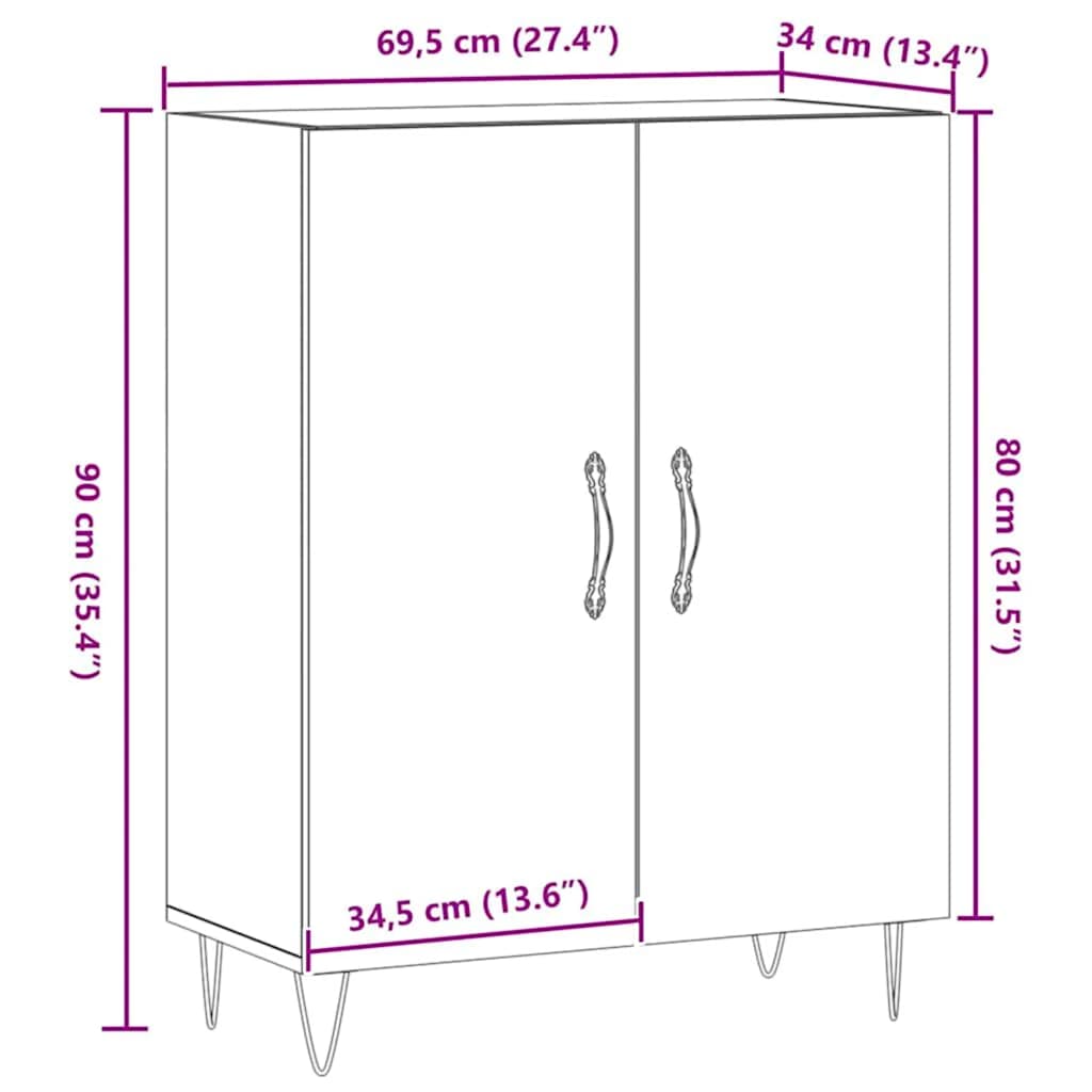 Buffet chêne artisanal 69,5x34x90 cm bois d'ingénierie - XIOS