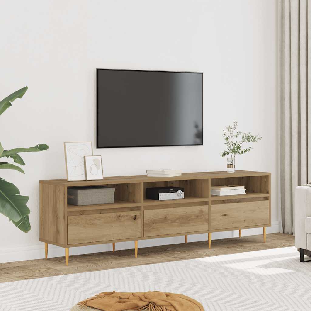 Meuble TV chêne artisanal 150x30x44,5 cm bois d'ingénierie - XIOS