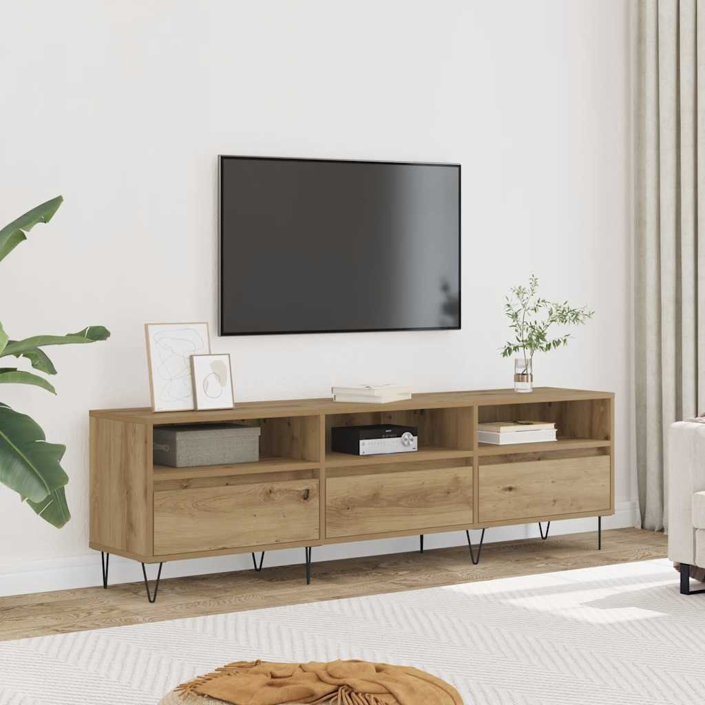 Meuble TV chêne artisanal 150x30x44,5 cm bois d'ingénierie - XIOS