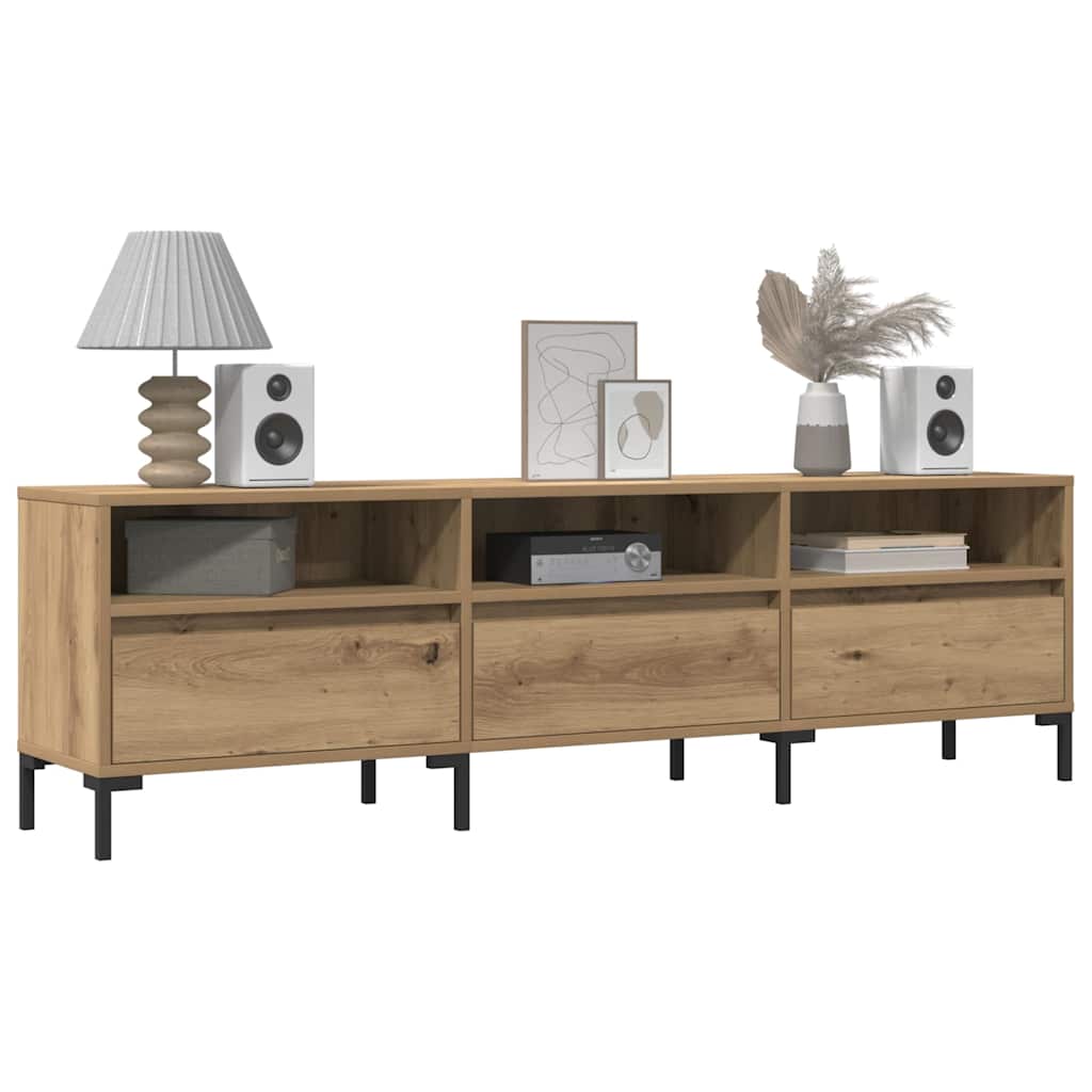 Meuble TV chêne artisanal 150x30x44,5 cm bois d'ingénierie - XIOS