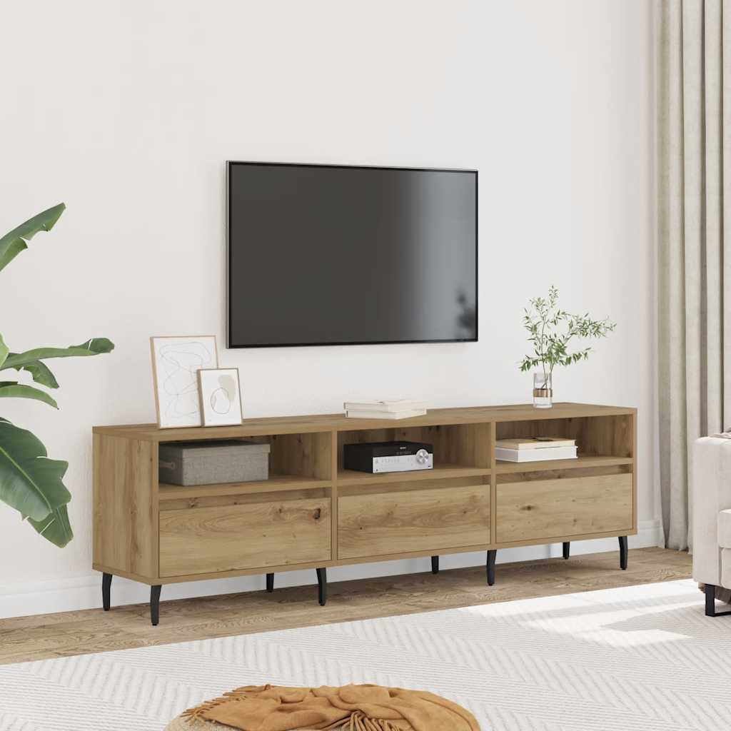 Meuble TV chêne artisanal 150x30x44,5 cm bois d'ingénierie - XIOS