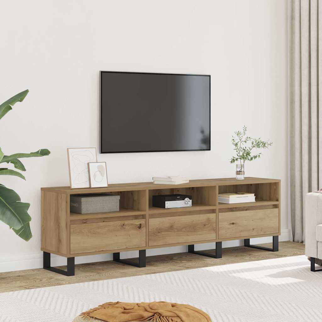 Meuble TV chêne artisanal 150x30x44,5 cm bois d'ingénierie - XIOS