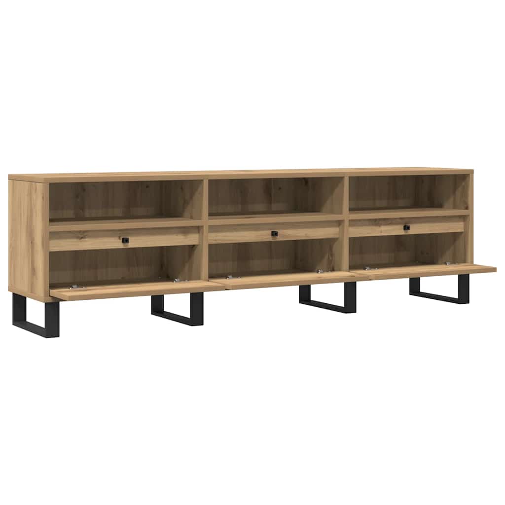 Meuble TV chêne artisanal 150x30x44,5 cm bois d'ingénierie - XIOS