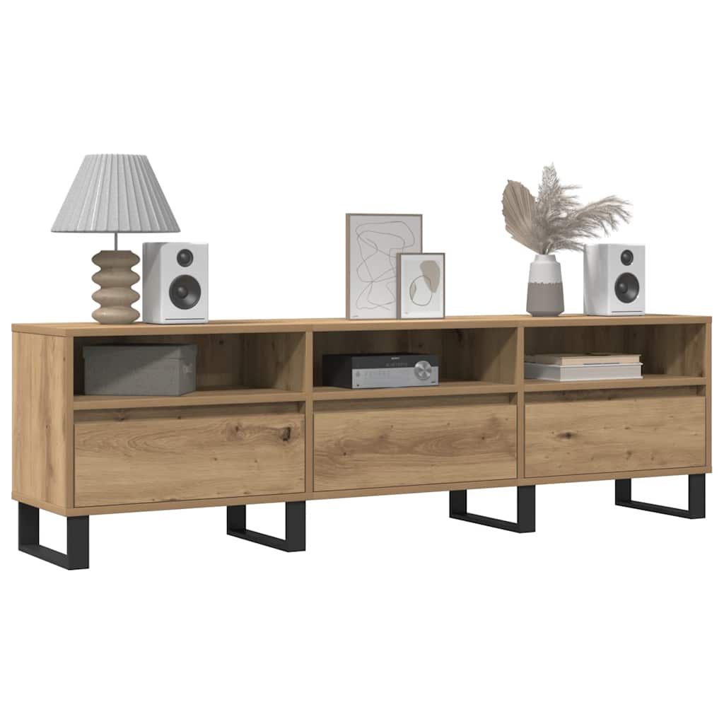 Meuble TV chêne artisanal 150x30x44,5 cm bois d'ingénierie - XIOS