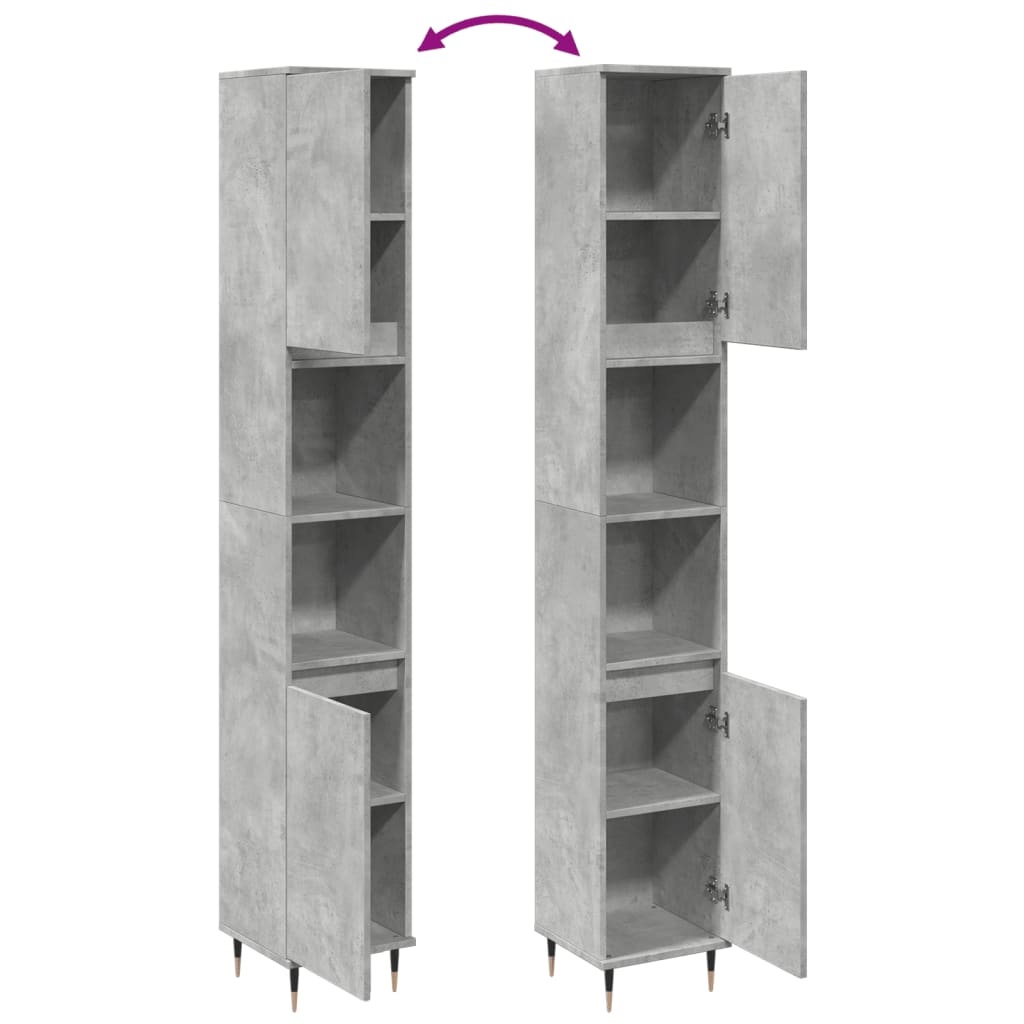Armoire de salle de bain gris béton 30x30x190 cm Ensembles de mobilier pour salles de bains vidaXL