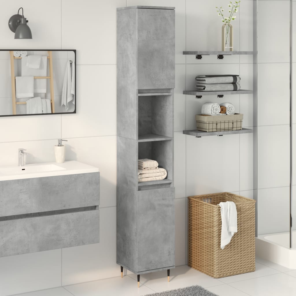 Armoire de salle de bain gris béton 30x30x190 cm Ensembles de mobilier pour salles de bains vidaXL
