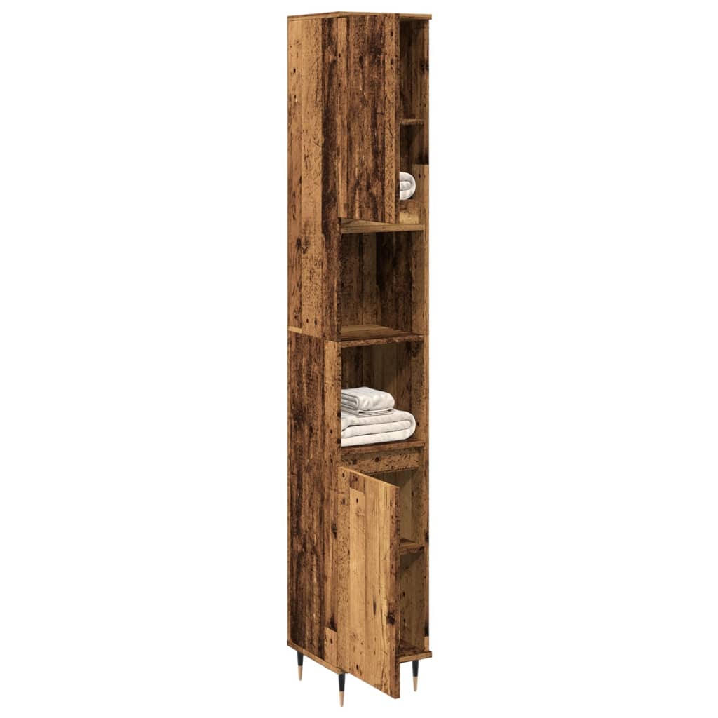 Armoire de salle de bain vieux bois 30x30x190cm bois ingénierie Ensembles de mobilier pour salles de bains vidaXL