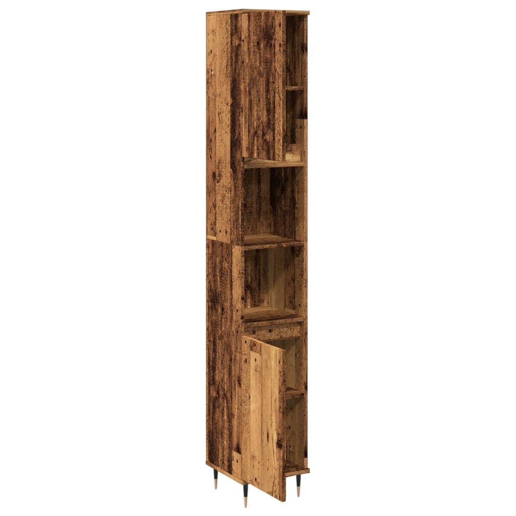Armoire de salle de bain vieux bois 30x30x190cm bois ingénierie Ensembles de mobilier pour salles de bains vidaXL