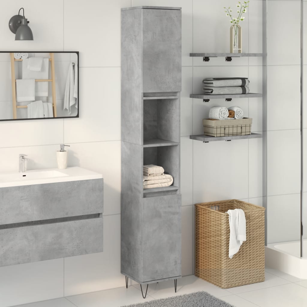 Armoire de salle de bain gris béton 30x30x190 cm Ensembles de mobilier pour salles de bains vidaXL