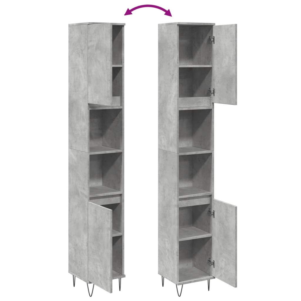 Armoire de salle de bain gris béton 30x30x190 cm Ensembles de mobilier pour salles de bains vidaXL