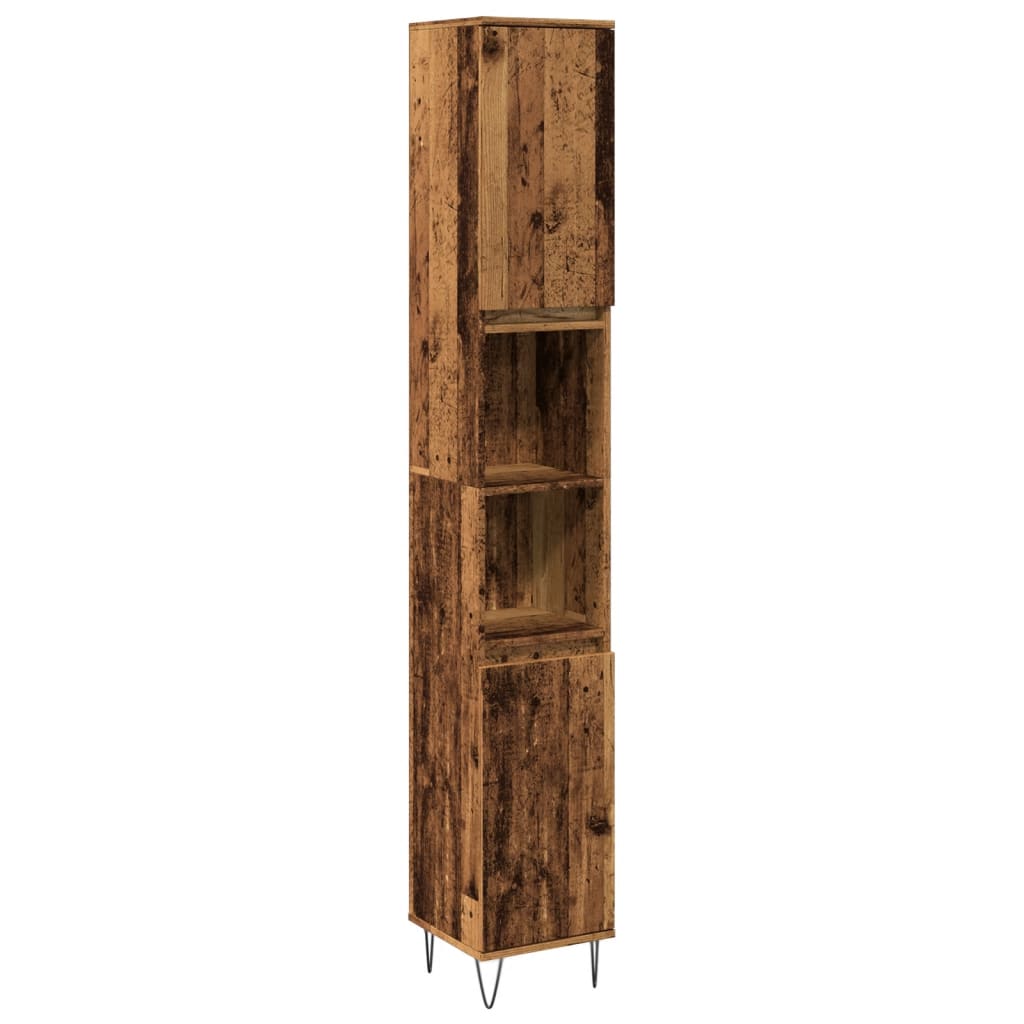 Armoire de salle de bain vieux bois 30x30x190cm bois ingénierie Ensembles de mobilier pour salles de bains vidaXL