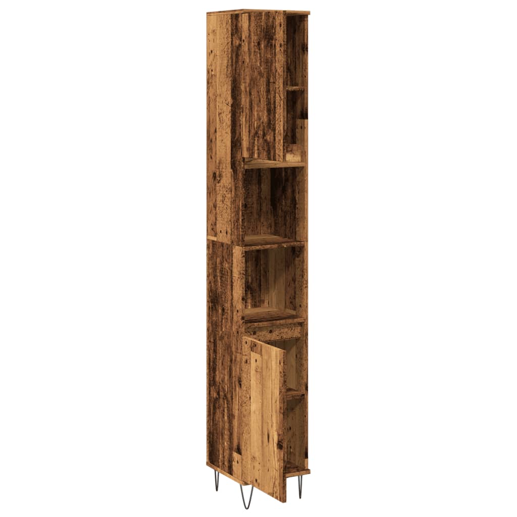 Armoire de salle de bain vieux bois 30x30x190cm bois ingénierie Ensembles de mobilier pour salles de bains vidaXL