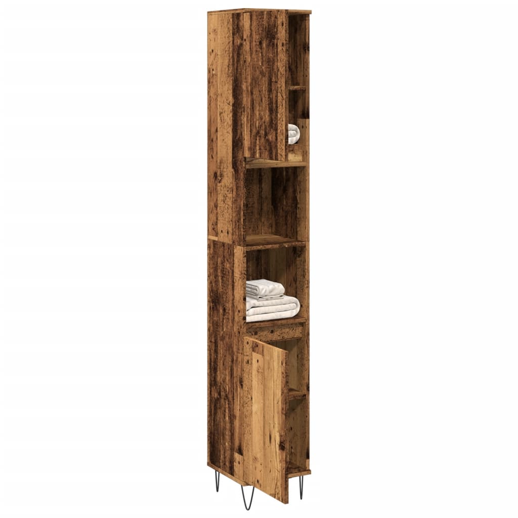 Armoire de salle de bain vieux bois 30x30x190cm bois ingénierie Ensembles de mobilier pour salles de bains vidaXL