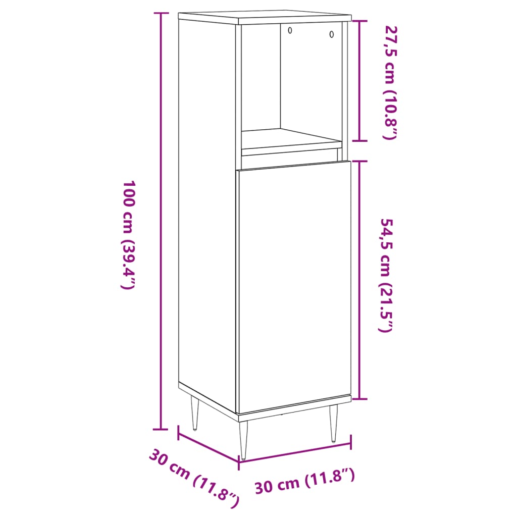 Armoire de salle de bain vieux bois 30x30x100cm bois ingénierie Ensembles de mobilier pour salles de bains vidaXL