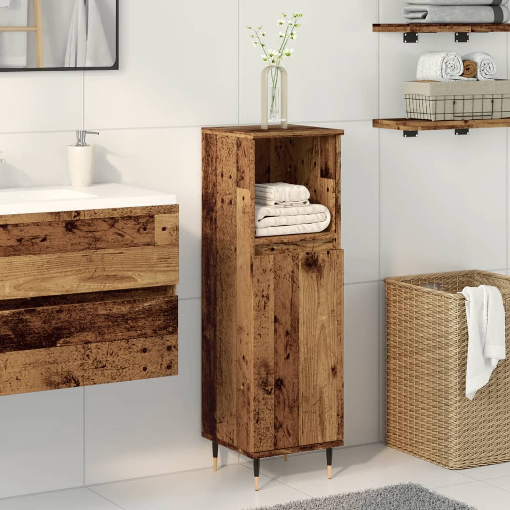 Armoire de salle de bain vieux bois 30x30x100cm bois ingénierie Ensembles de mobilier pour salles de bains vidaXL