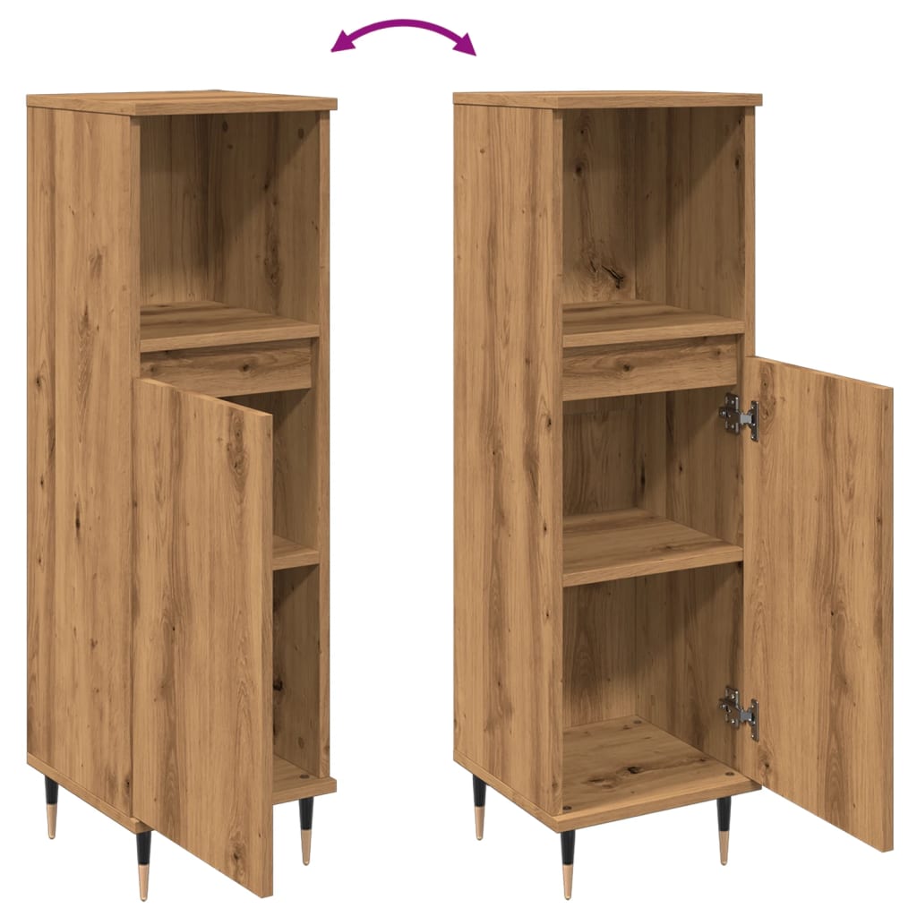 Armoire de salle de bain chêne artisanal 30x30x100 cm Ensembles de mobilier pour salles de bains vidaXL