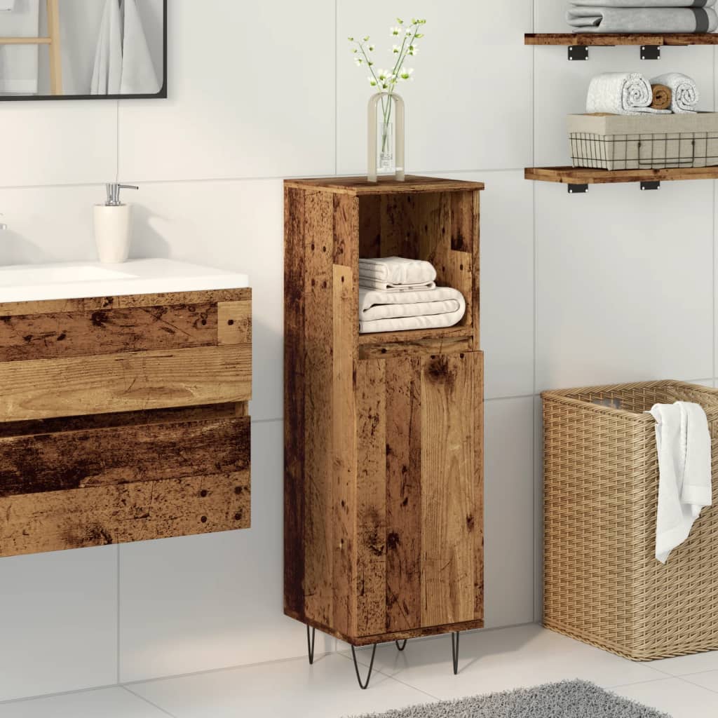Armoire de salle de bain vieux bois 30x30x100cm bois ingénierie Ensembles de mobilier pour salles de bains vidaXL