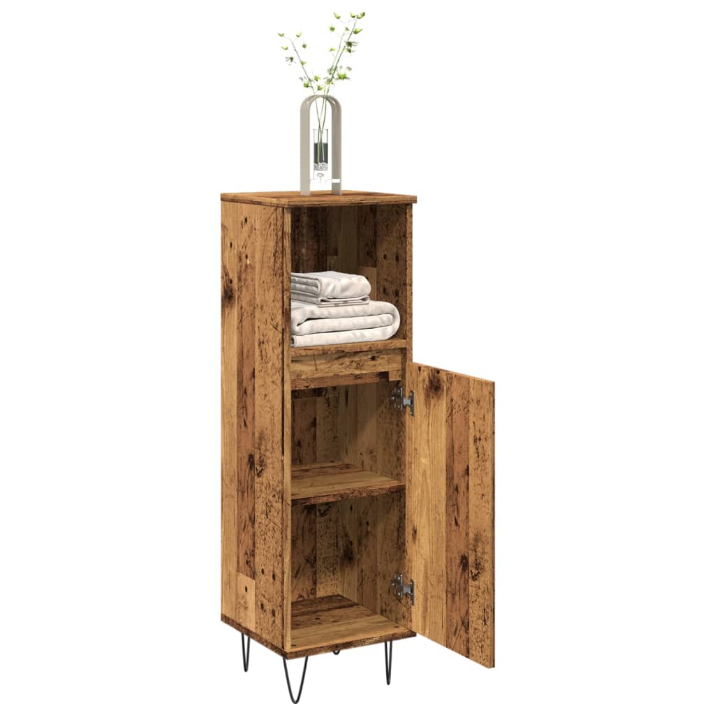 Armoire de salle de bain vieux bois 30x30x100cm bois ingénierie Ensembles de mobilier pour salles de bains vidaXL