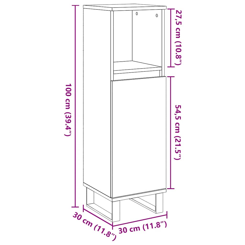 Armoire de salle de bain gris béton 30x30x100 cm Ensembles de mobilier pour salles de bains vidaXL