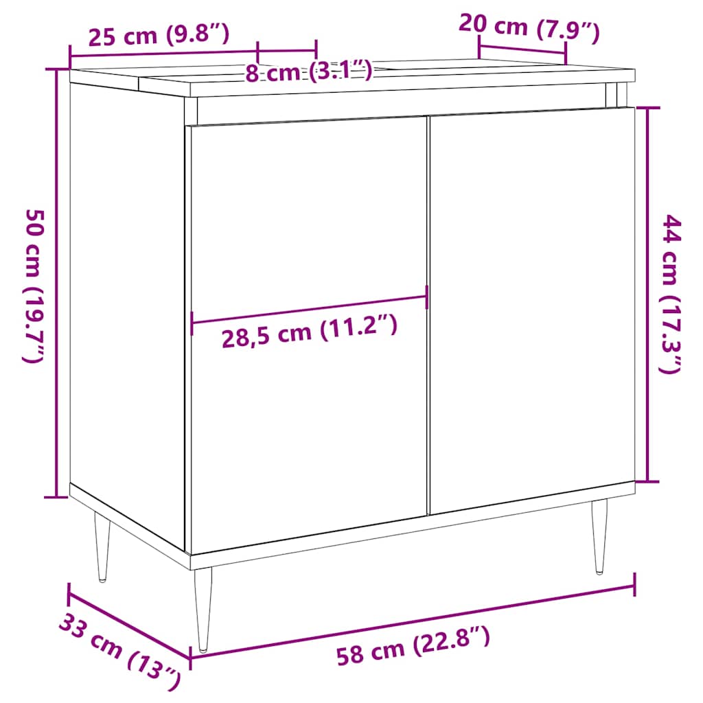 Armoire de salle de bain vieux bois 58x33x60 cm bois ingénierie Ensembles de mobilier pour salles de bains vidaXL