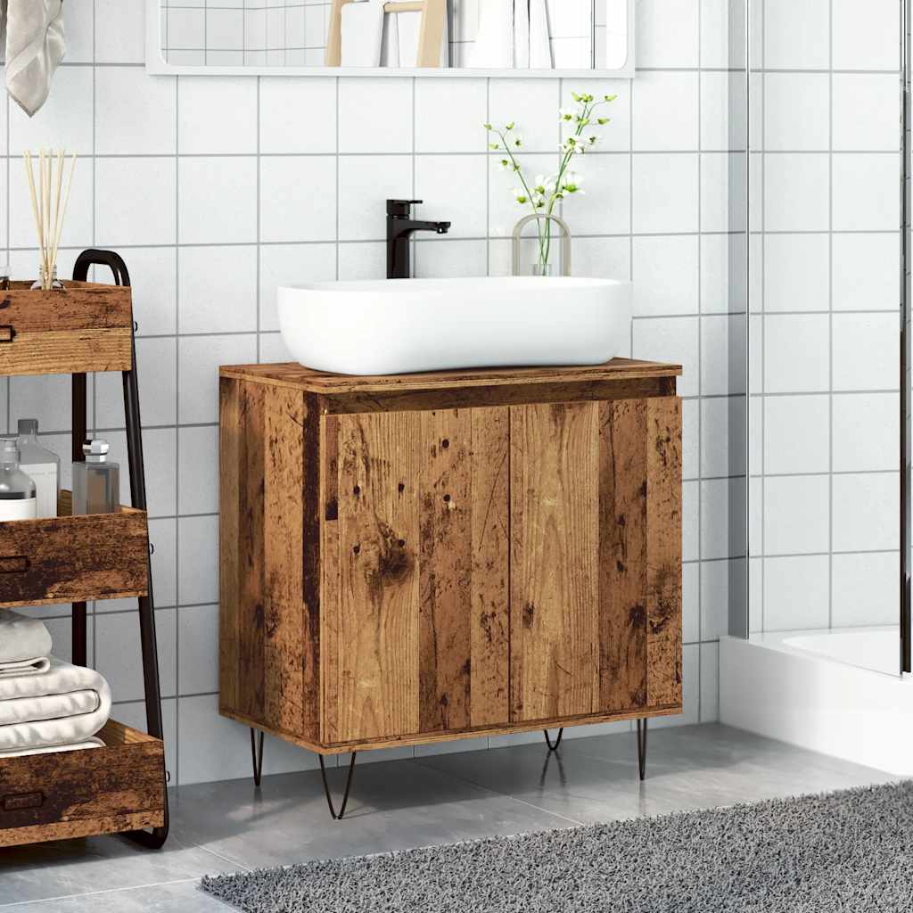 Armoire de salle de bain vieux bois 58x33x60 cm bois ingénierie Ensembles de mobilier pour salles de bains vidaXL
