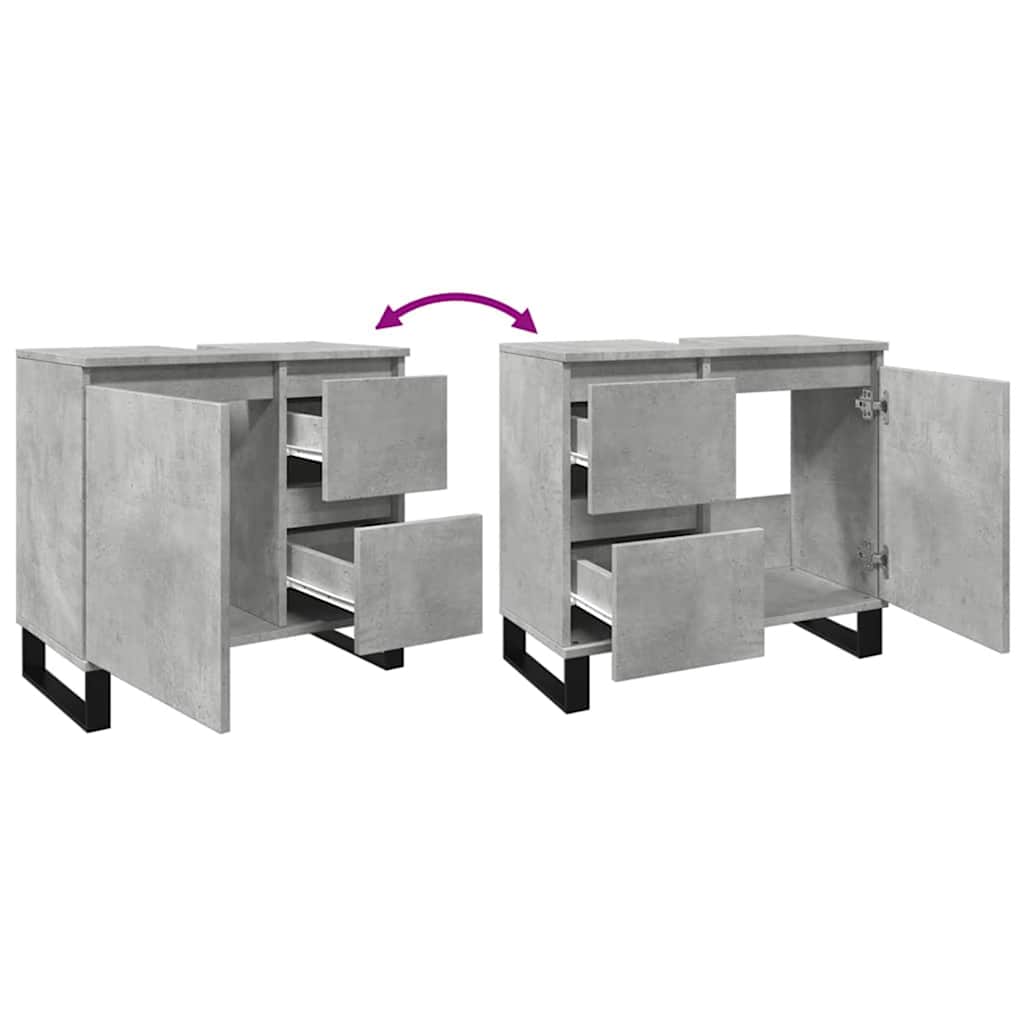 Armoire de lavabo de salle de bain gris béton 65x33x60 cm Ensembles de mobilier pour salles de bains vidaXL